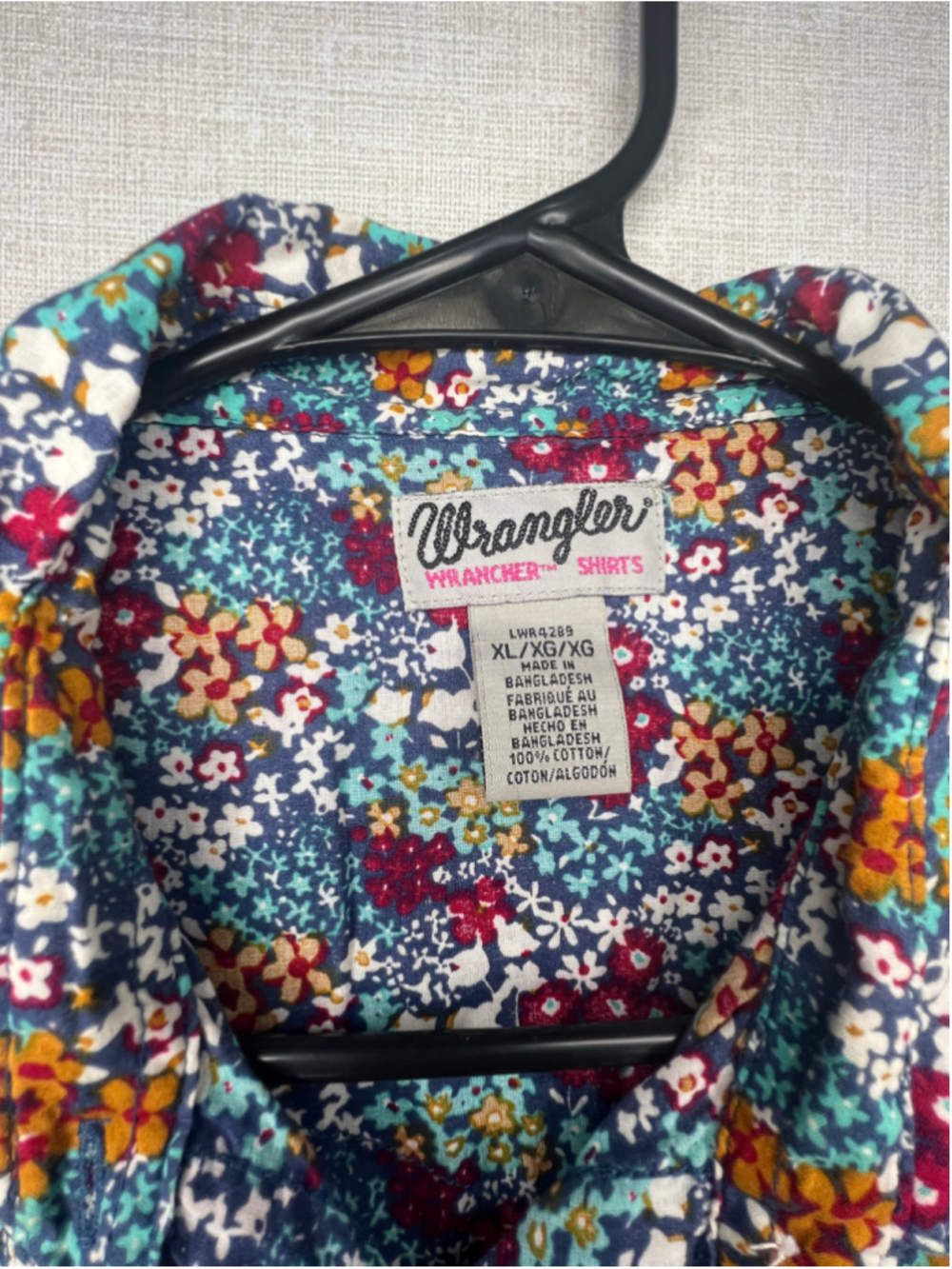 Wrangler Colorful Floral Patterned Western Pearl Button Snap Button Down Shirt - Picture 3 of 5
